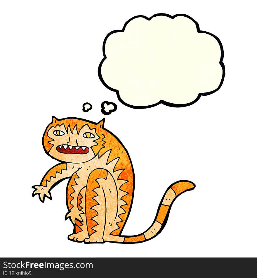 cartoon tiger with thought bubble