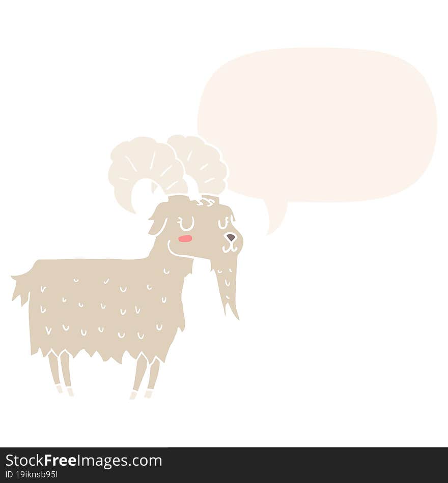 cartoon goat and speech bubble in retro style