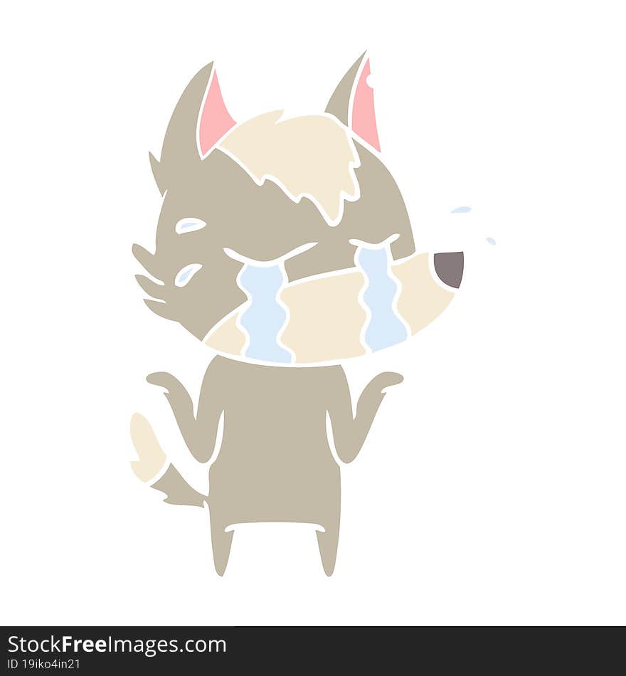 Flat Color Style Cartoon Crying Wolf