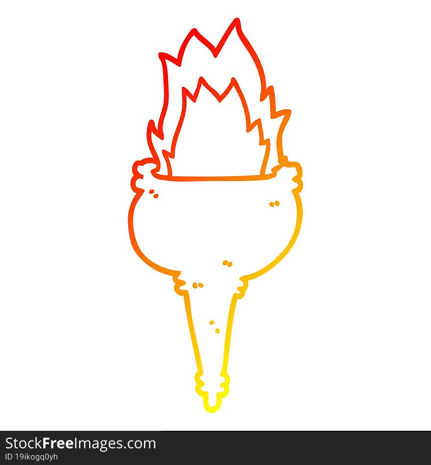 warm gradient line drawing cartoon flaming torch