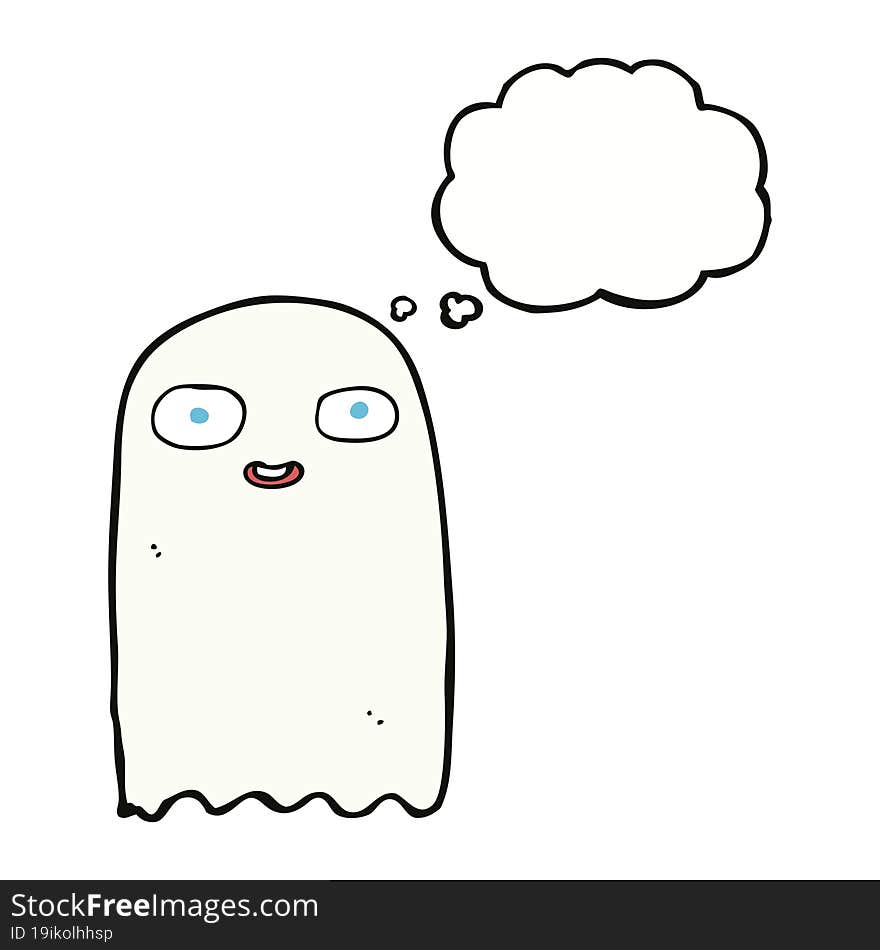 funny cartoon ghost with speech bubble