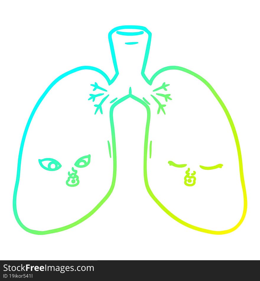 cold gradient line drawing cartoon lungs