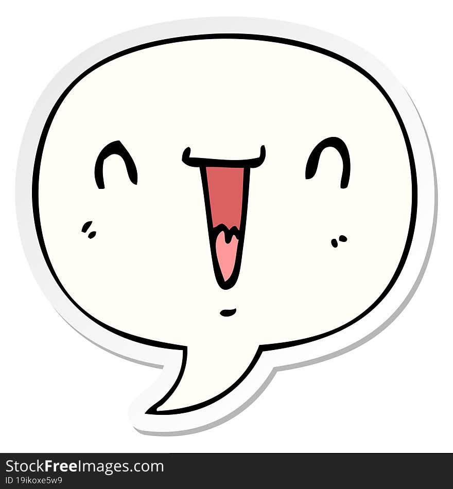 cute happy cartoon face and speech bubble sticker