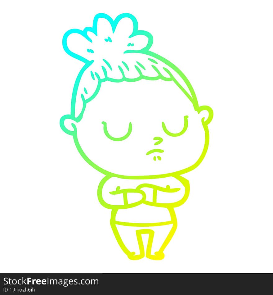 cold gradient line drawing cartoon calm woman