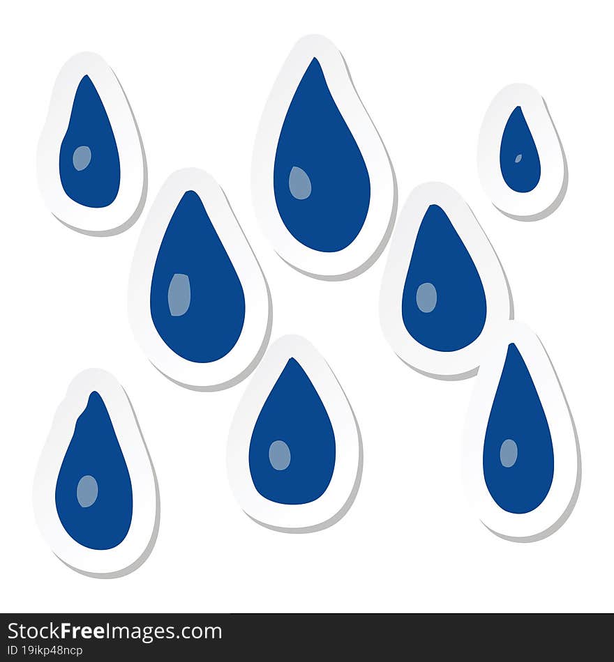 sticker of a cartoon raindrops