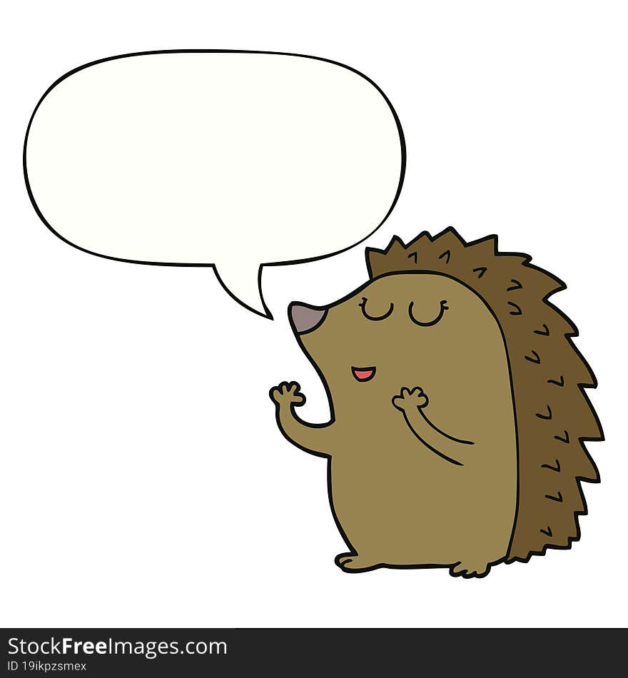 Cartoon Hedgehog And Speech Bubble