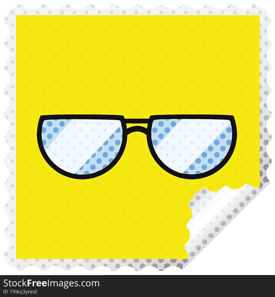 spectacles graphic vector illustration square sticker stamp