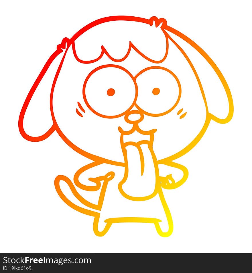 warm gradient line drawing of a cute cartoon dog