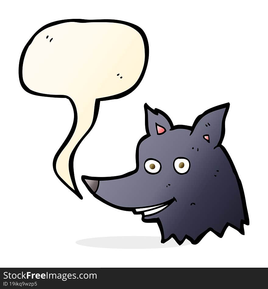 cartoon wolf head with speech bubble