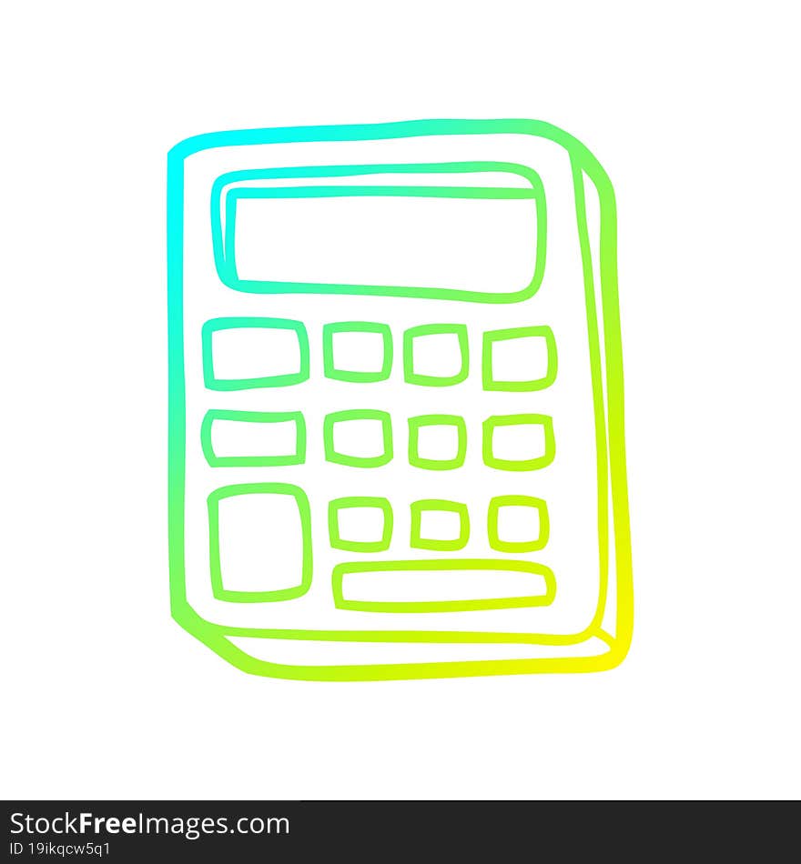 Cold Gradient Line Drawing Cartoon Calculator