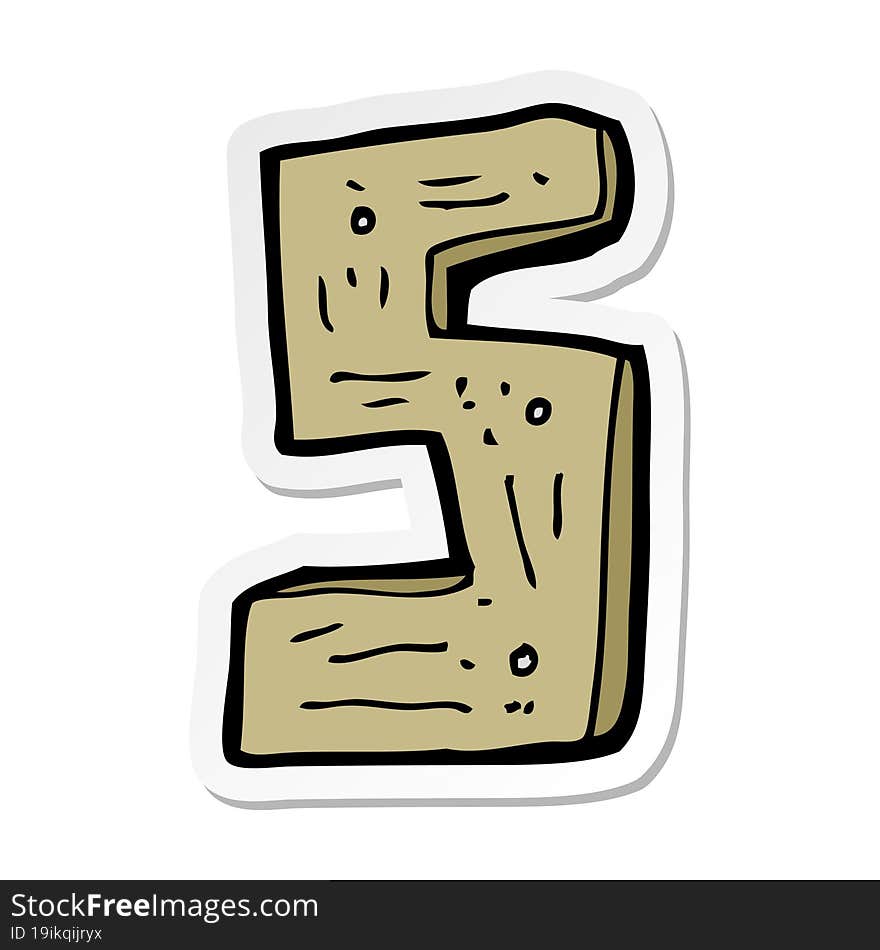 sticker of a cartoon wooden number