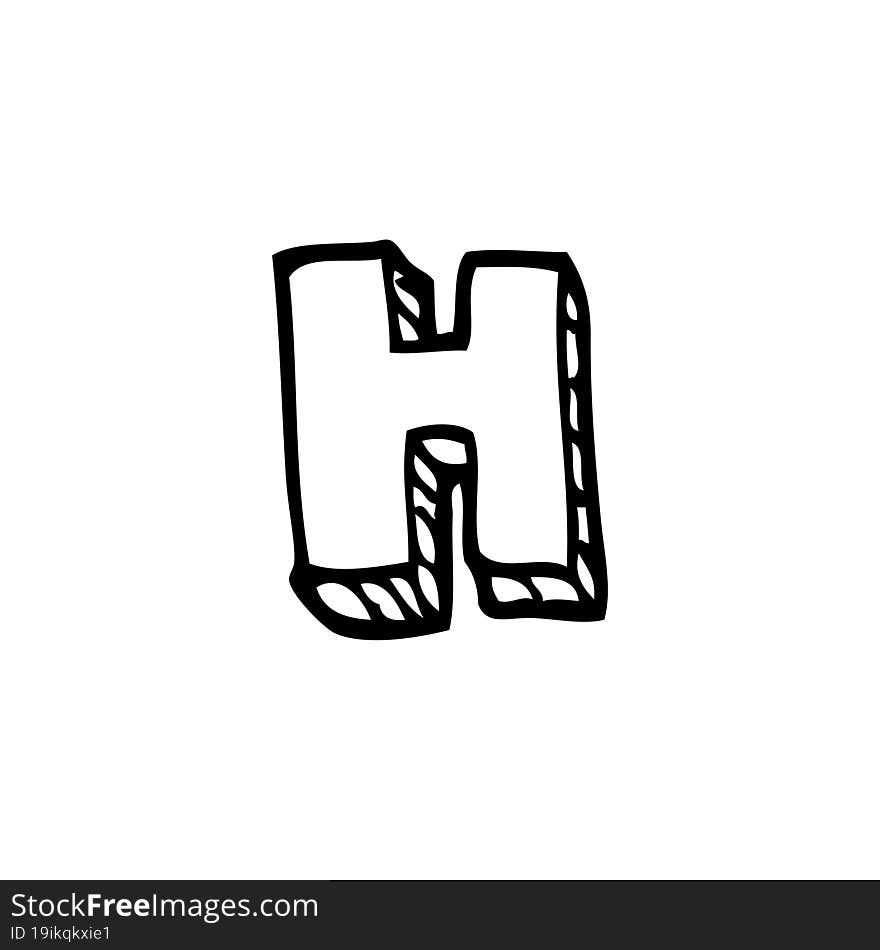 Line Drawing Cartoon Letter H