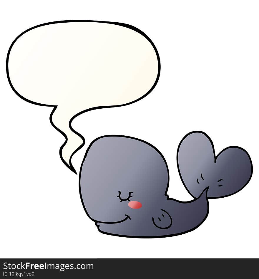 cartoon whale and speech bubble in smooth gradient style