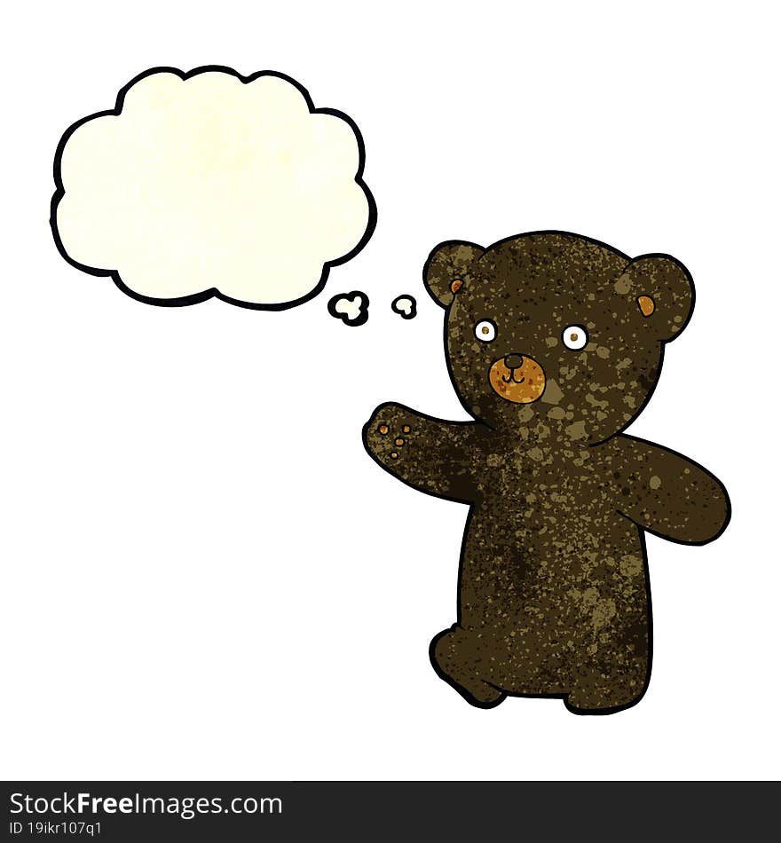 cartoon black bear cub with thought bubble