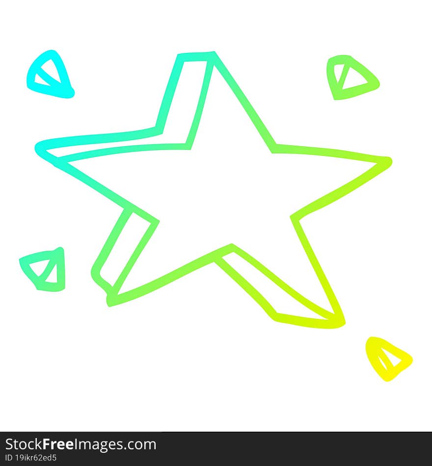 cold gradient line drawing cartoon star