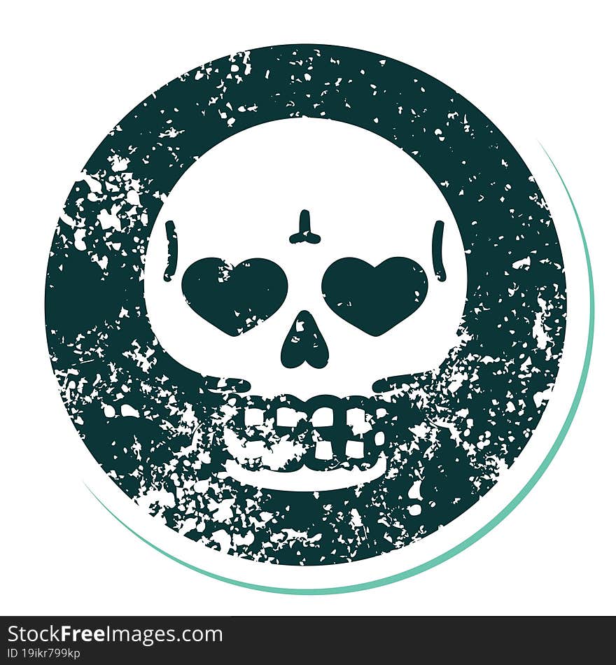 distressed sticker tattoo style icon of a skull