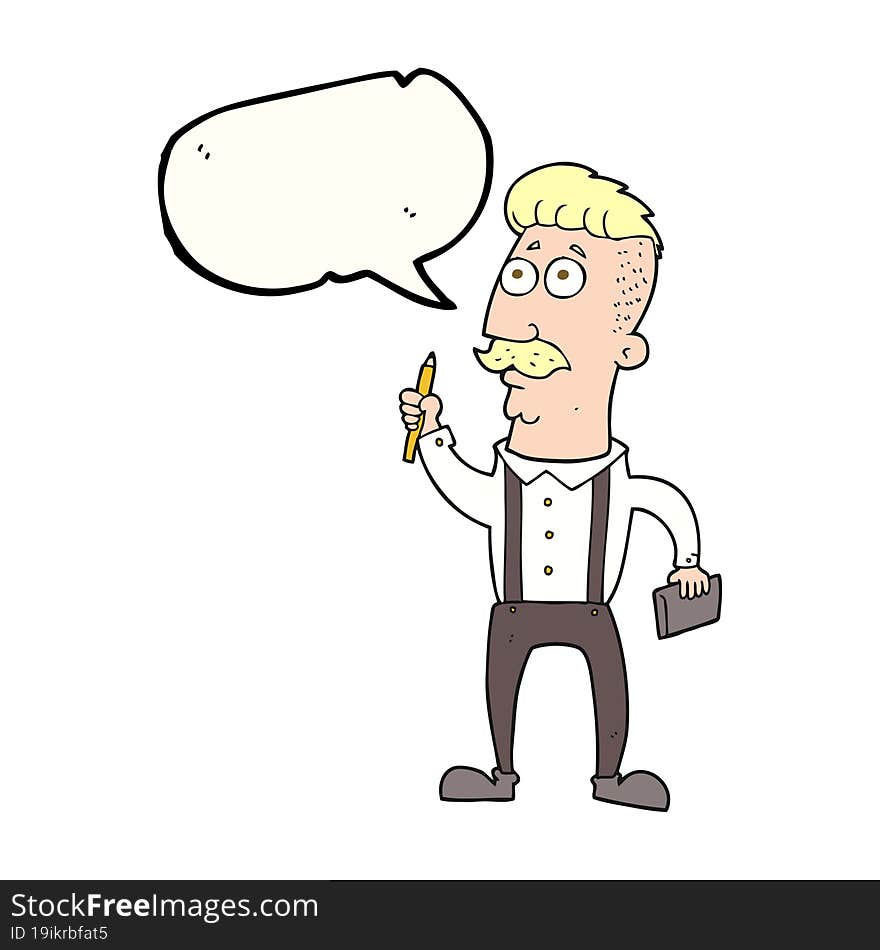 Speech Bubble Cartoon Man With Notebook