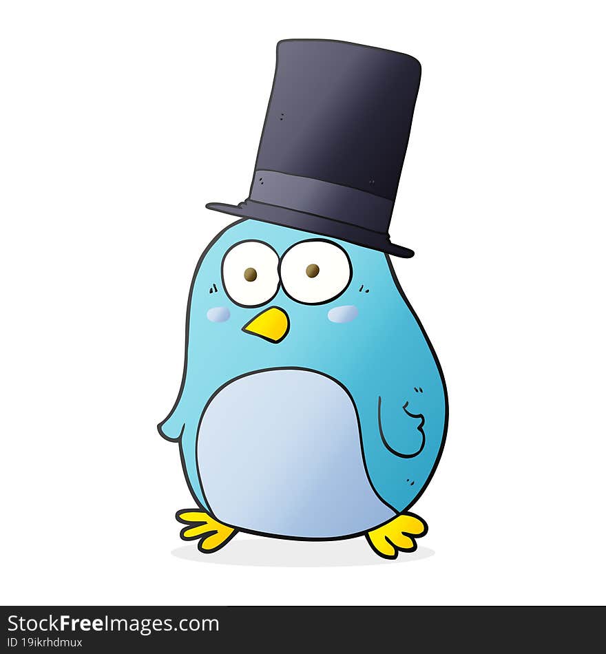 cartoon bird wearing top hat