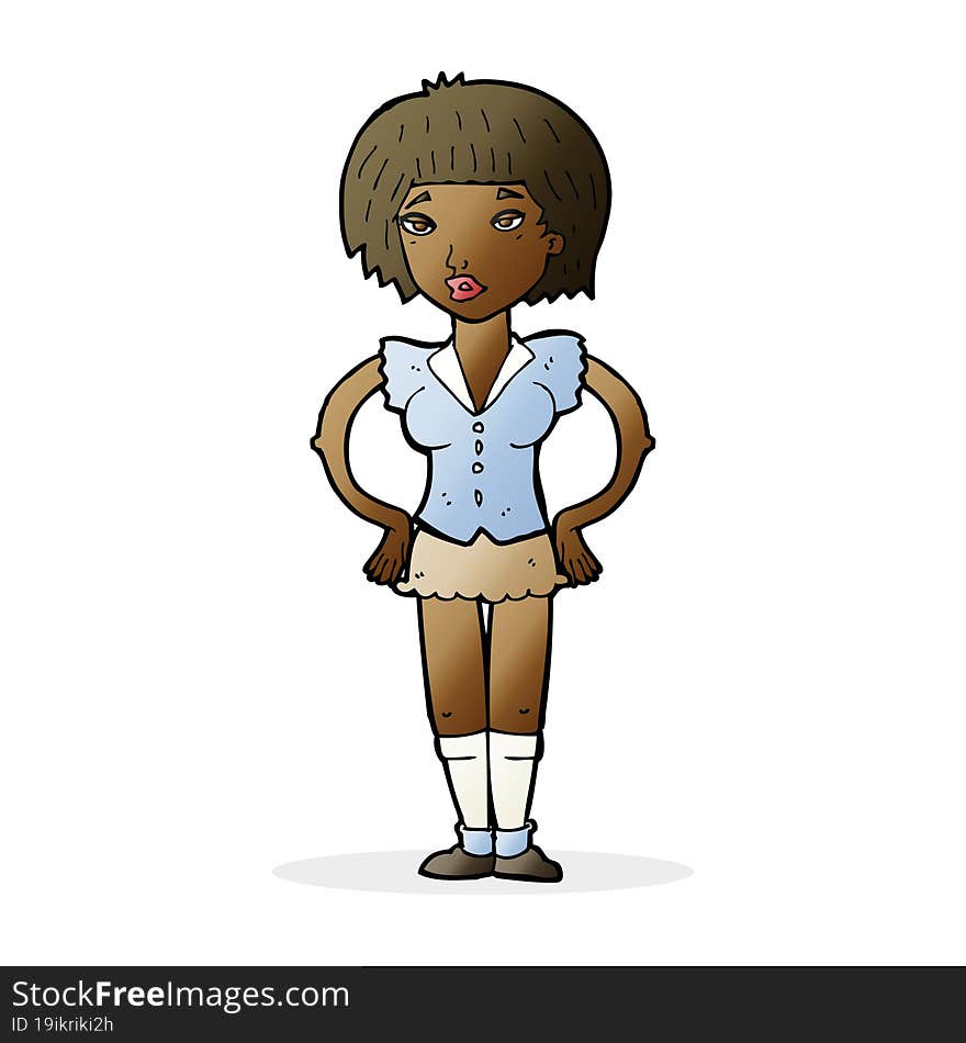 Cartoon Woman With Hands On Hips