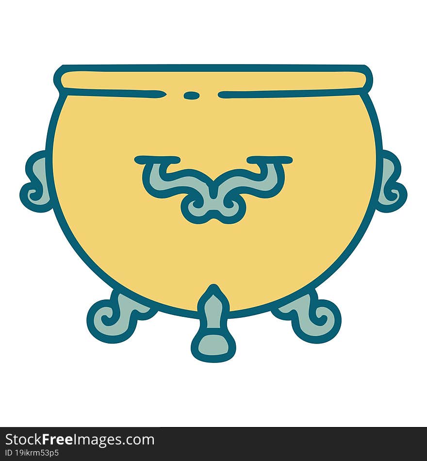 tattoo style icon of cauldron