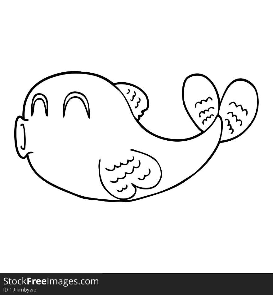 line drawing cartoon of a fish