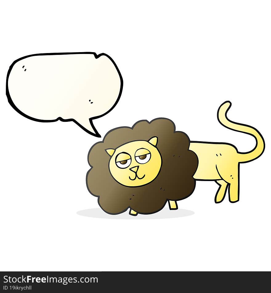 freehand drawn speech bubble cartoon lion