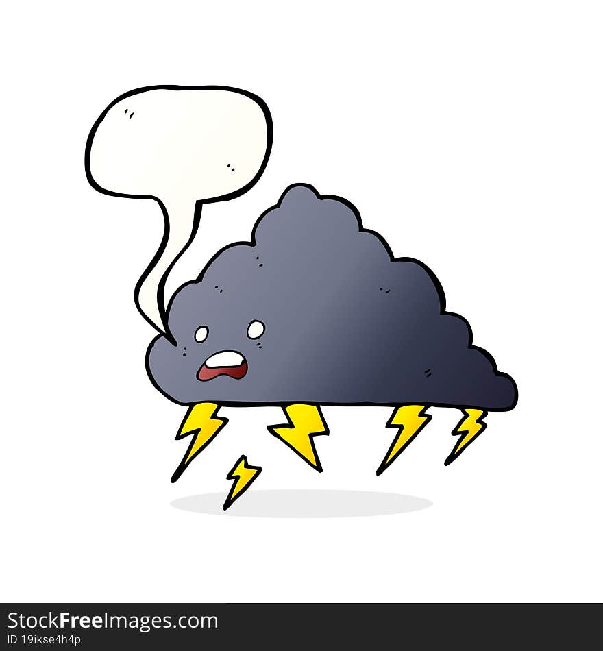 cartoon thundercloud with speech bubble