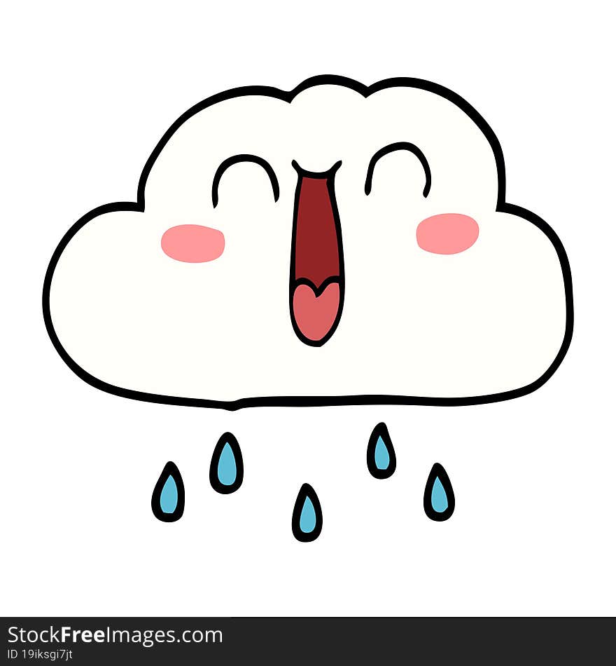 Happy Cartoon Doodle Rain Cloud