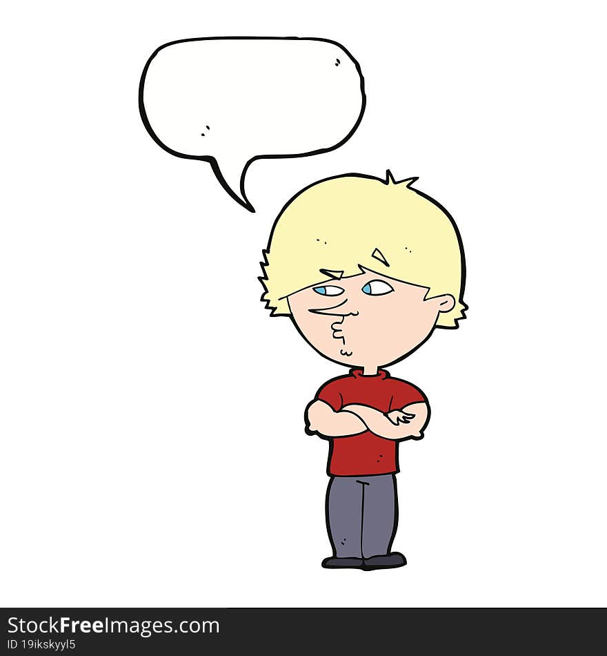 cartoon suspicious man with speech bubble