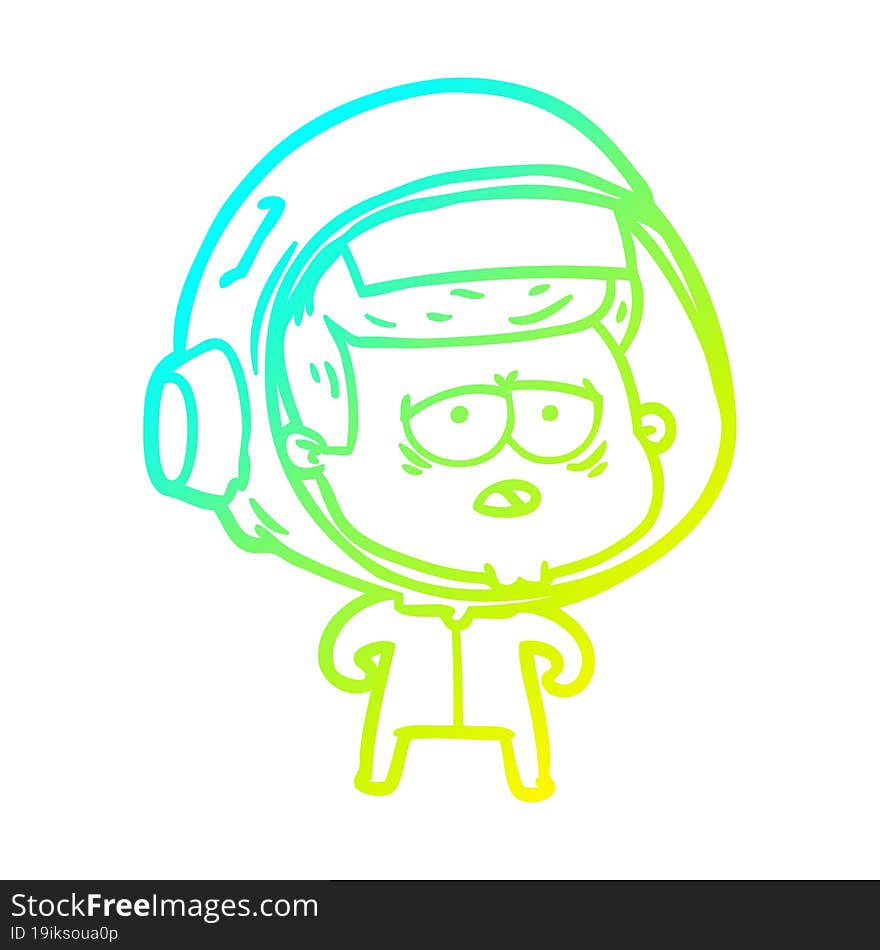 cold gradient line drawing cartoon tired astronaut