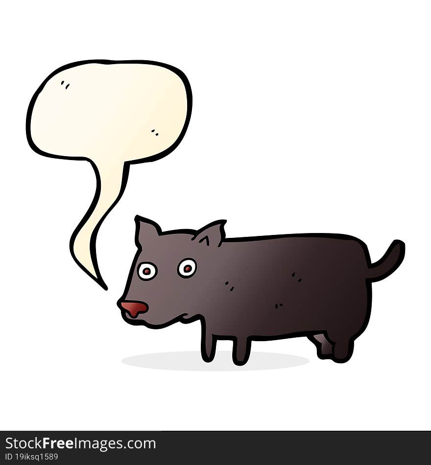 cartoon little dog with speech bubble