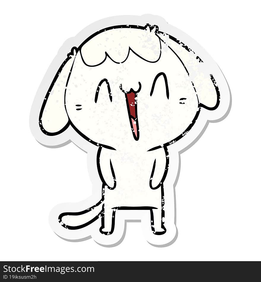 distressed sticker of a cute cartoon dog