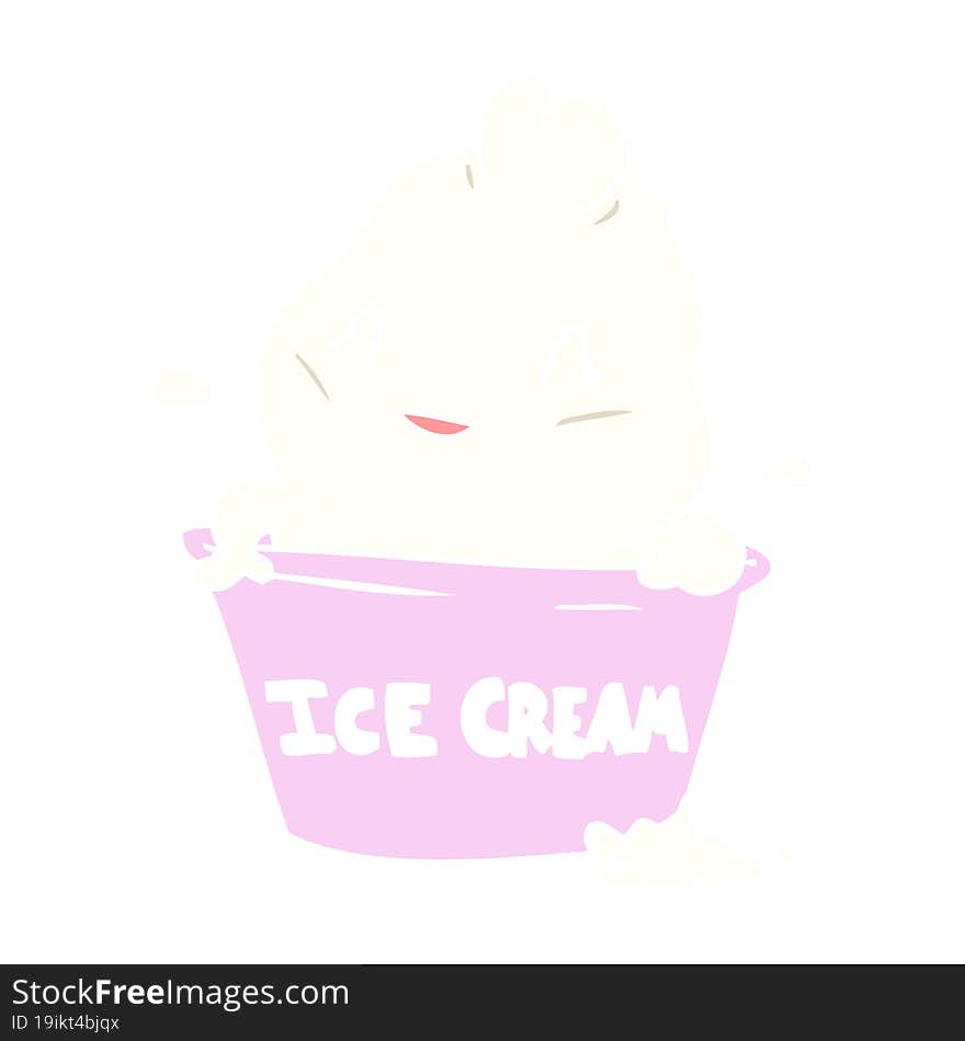 cute flat color style cartoon ice cream