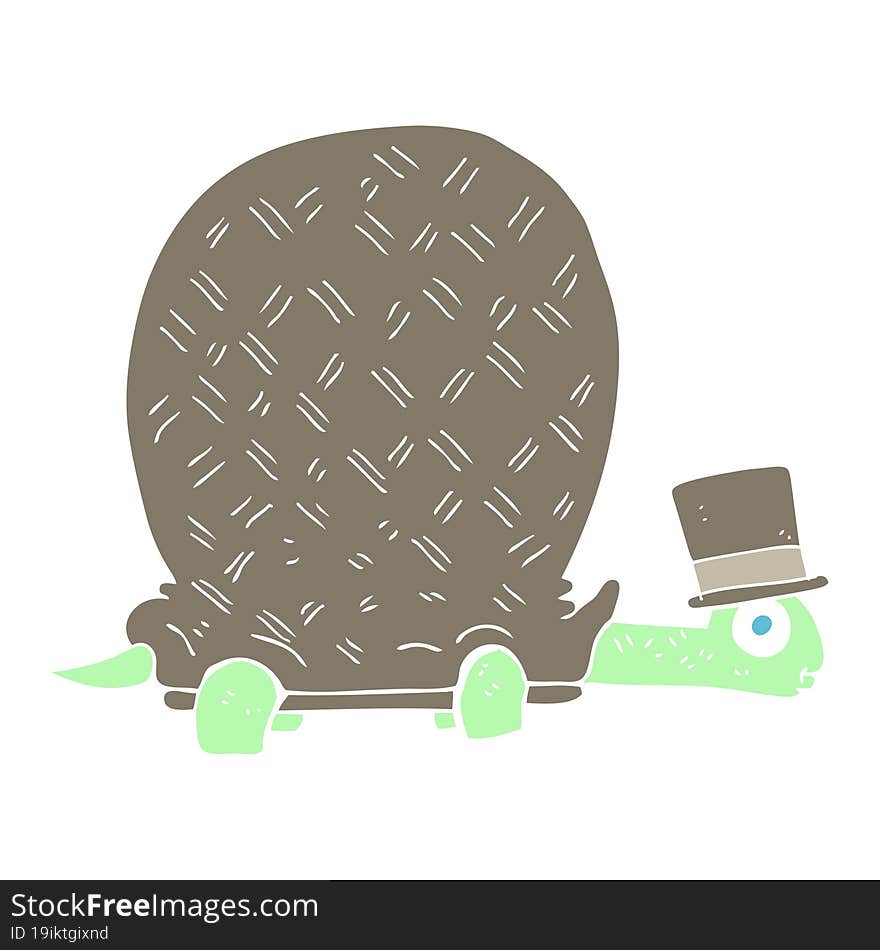 flat color illustration of a cartoon tortoise