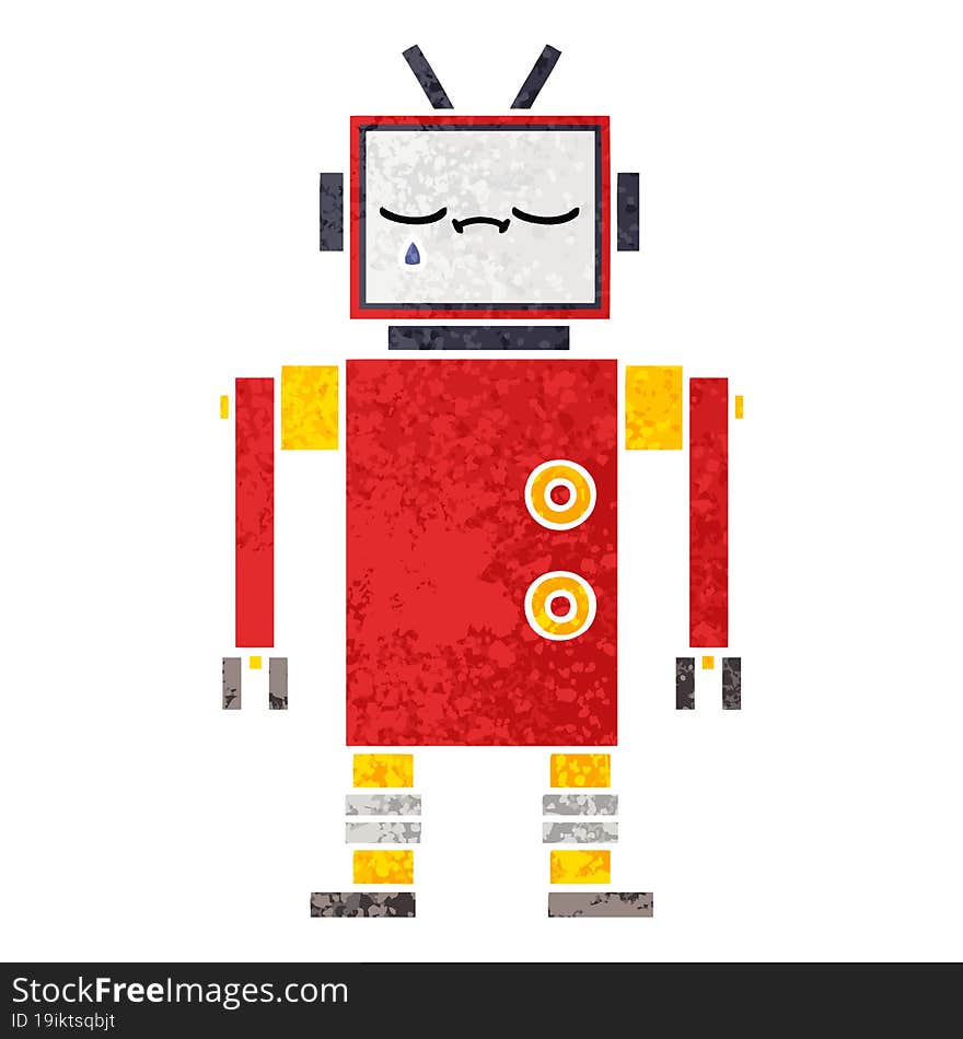 Retro Illustration Style Cartoon Robot