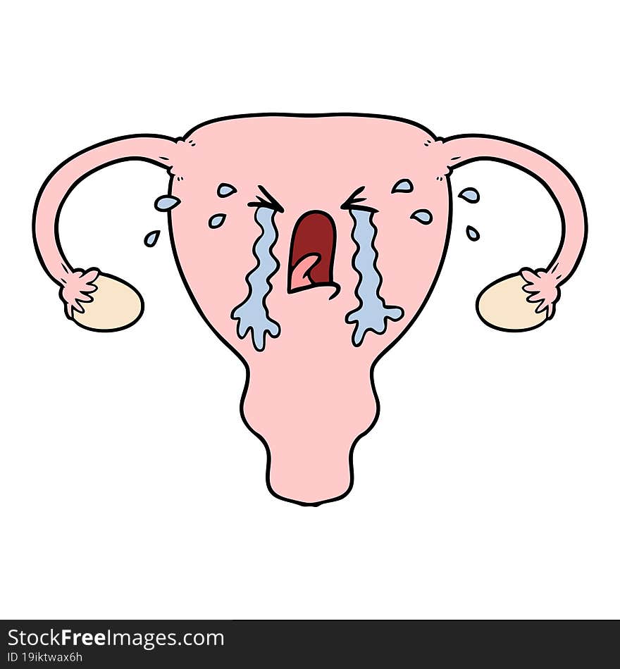 cartoon uterus crying. cartoon uterus crying