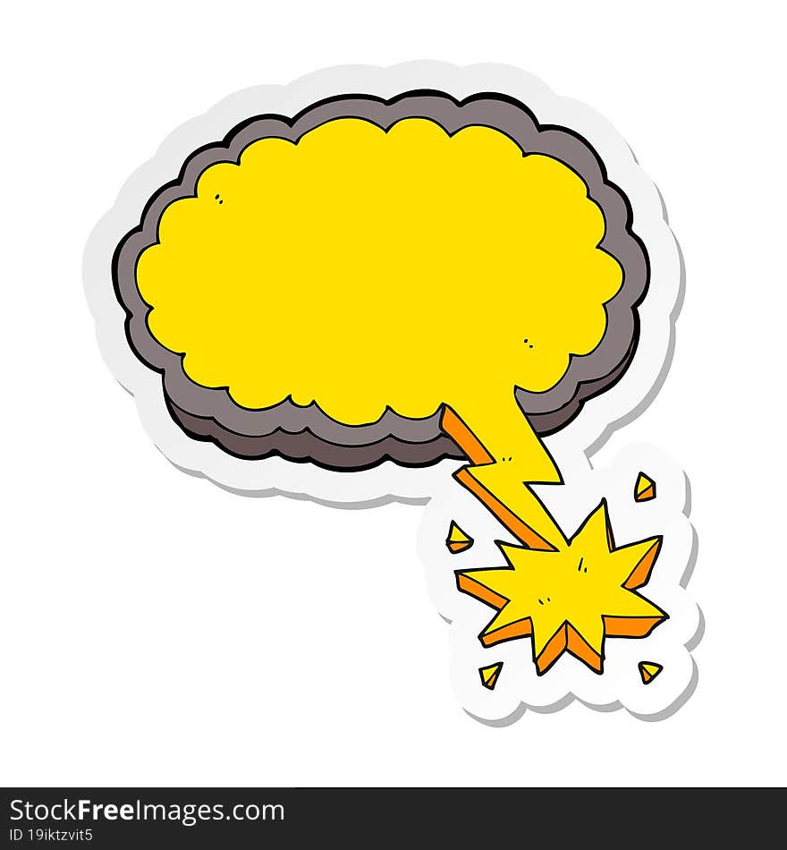 sticker of a cartoon lighting strike symbol