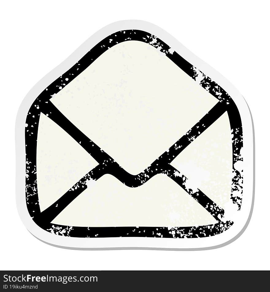 distressed sticker of a cute cartoon paper envelope