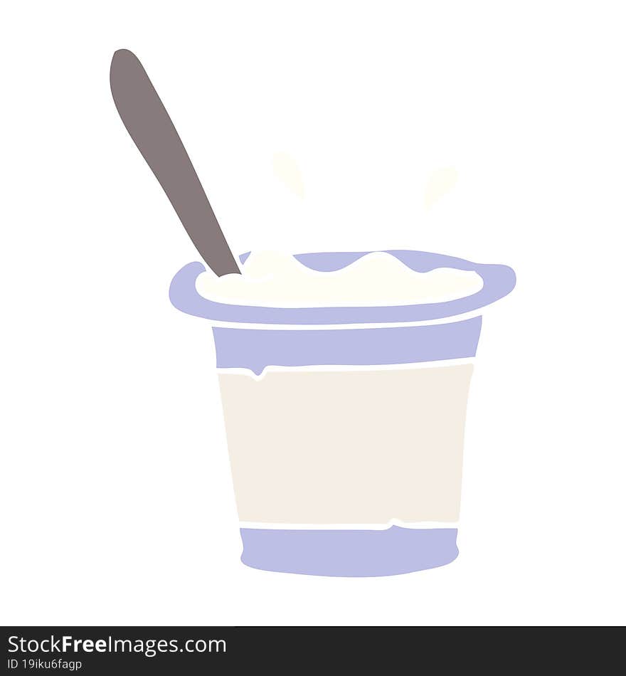 flat color illustration cartoon yogurt