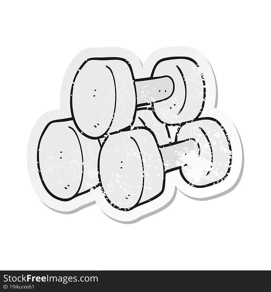 retro distressed sticker of a cartoon dumbbells