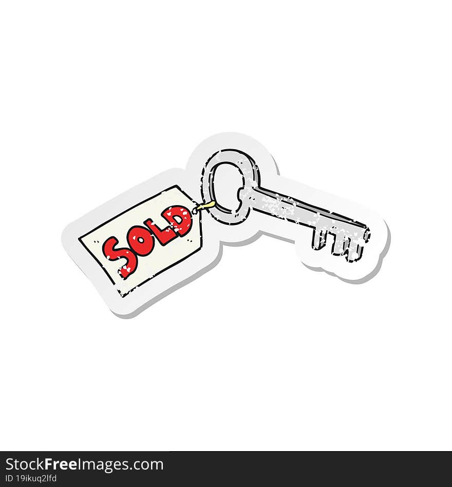 Retro Distressed Sticker Of A Cartoon New House Key