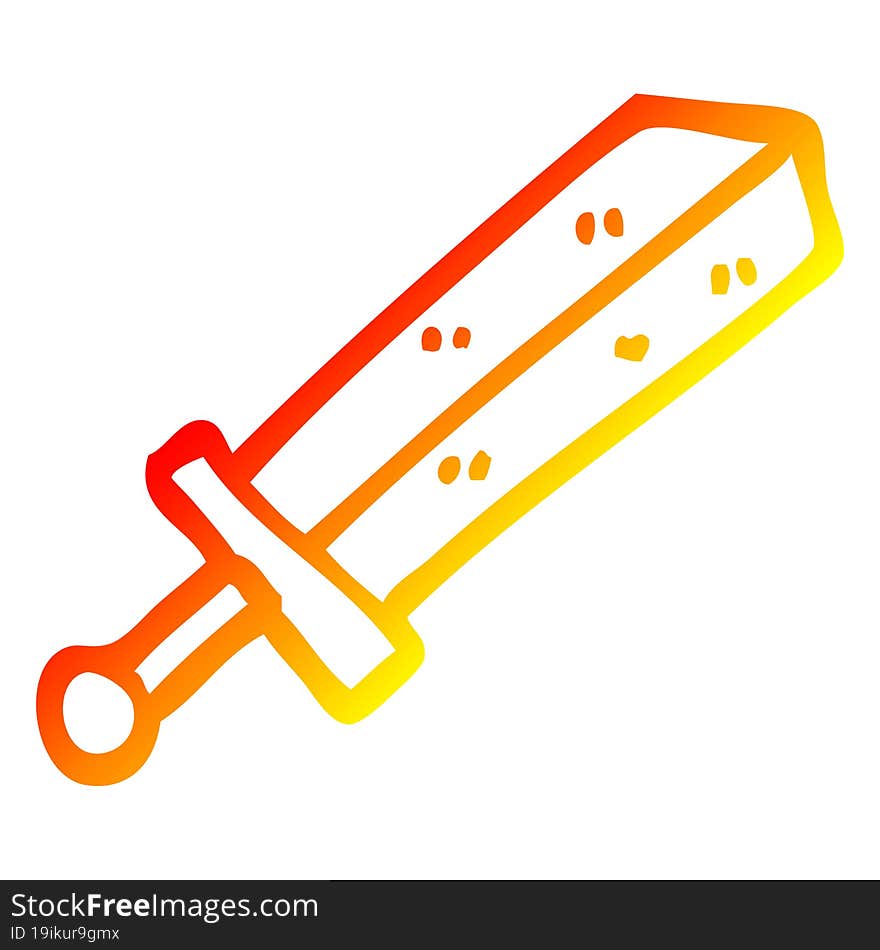 Warm Gradient Line Drawing Cartoon Sword