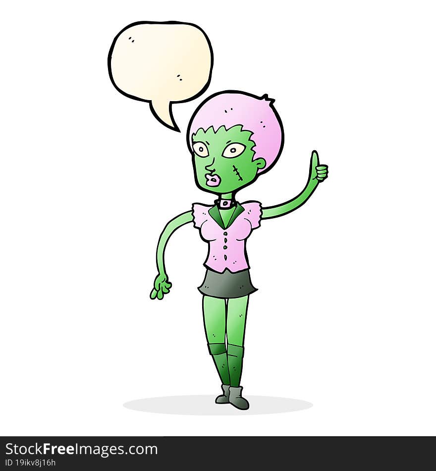 Cartoon Halloween Girl With Speech Bubble