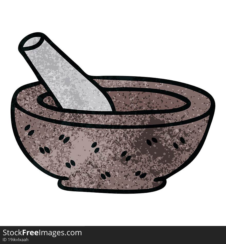 quirky hand drawn cartoon pestle and mortar