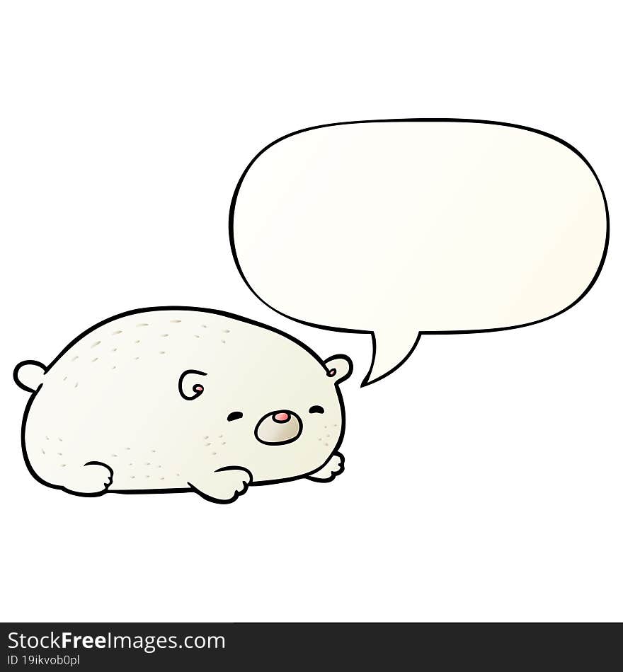 cute cartoon polar bear and speech bubble in smooth gradient style