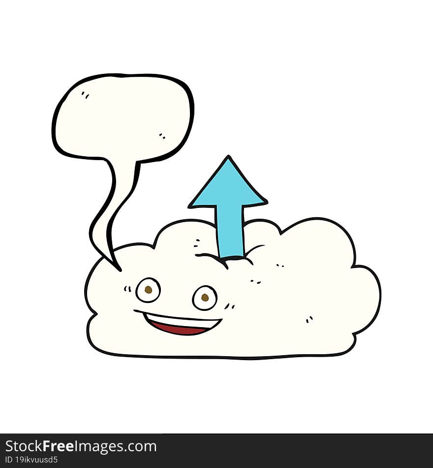 speech bubble cartoon upload to the cloud