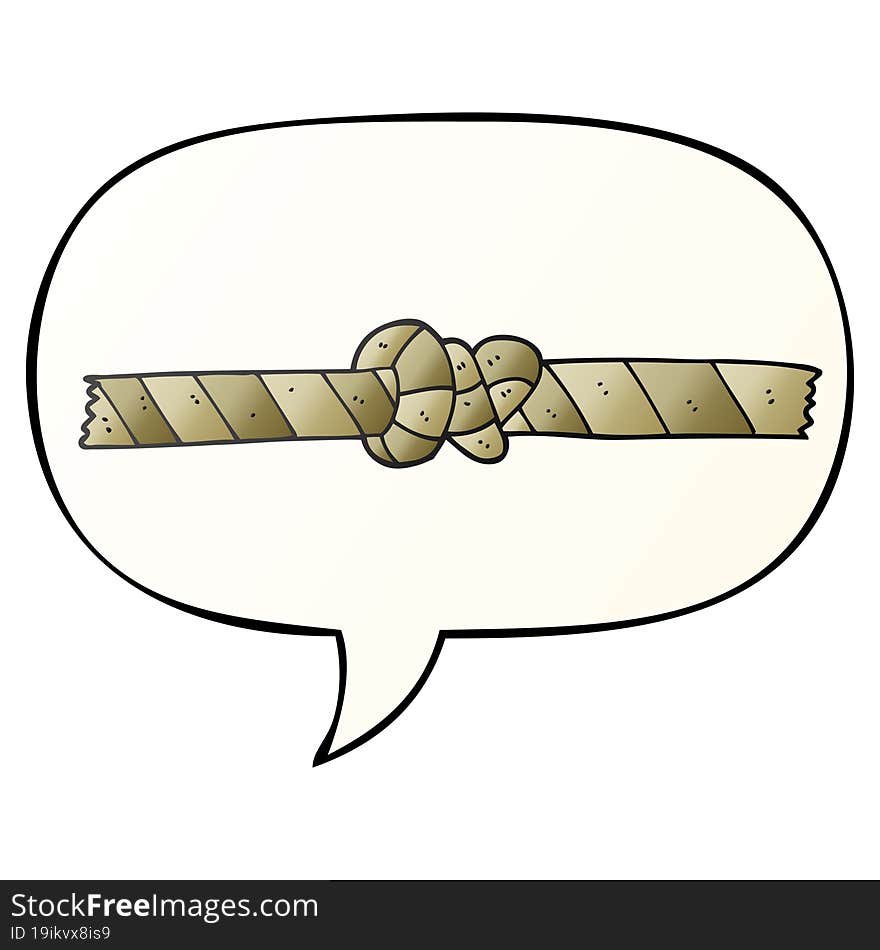 cartoon knotted rope and speech bubble in smooth gradient style