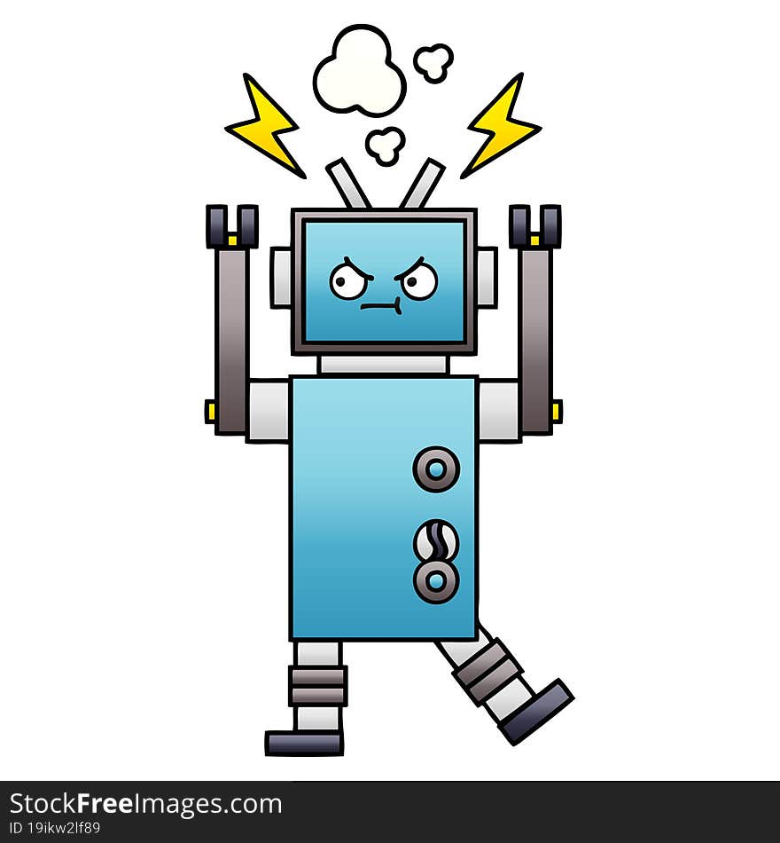 Gradient Shaded Cartoon Robot