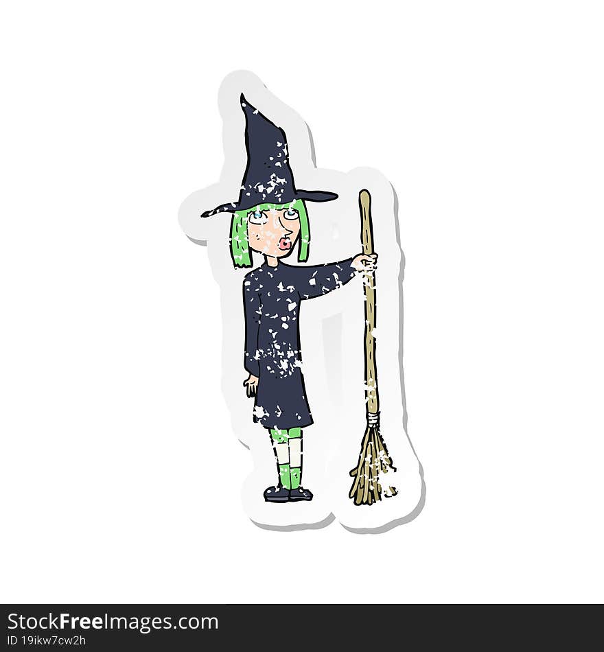 retro distressed sticker of a cartoon witch