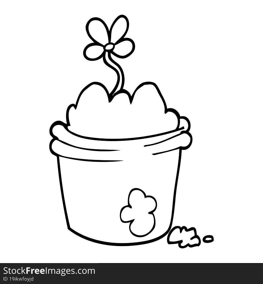 line drawing cartoon flower pot